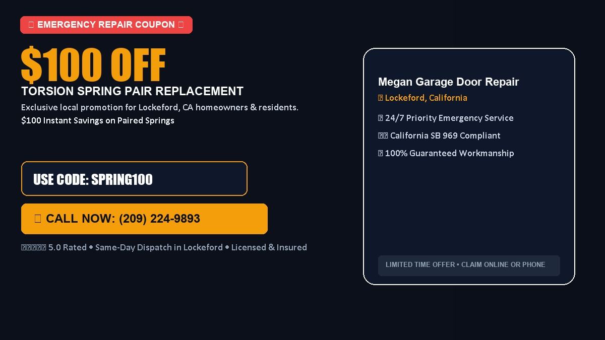 Megan Garage Door Repair $100 OFF Dual Torsion Spring Replacement in Lockeford, CA