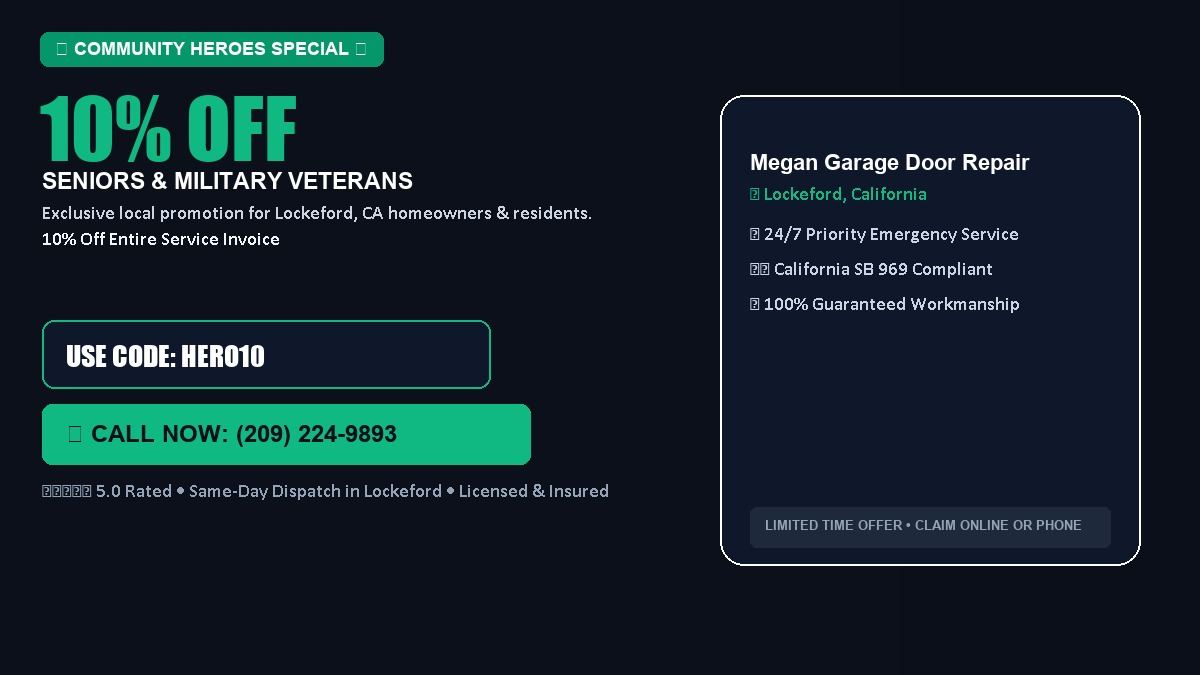 Megan Garage Door Repair 10% OFF Seniors & Military Veterans in Lockeford, CA